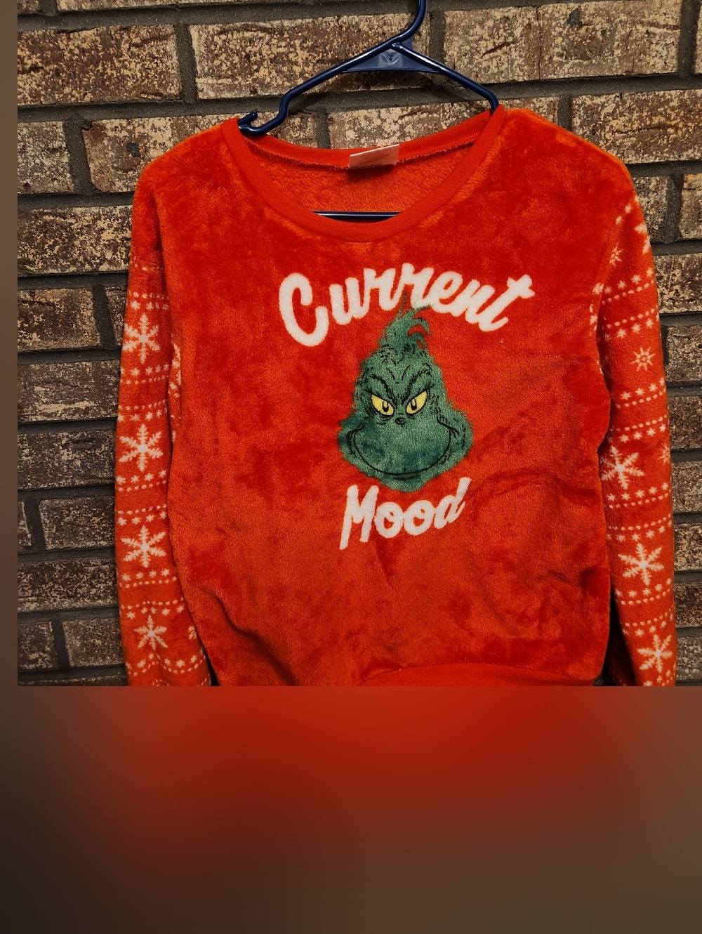 Red 'Current Mood' Grinch Holiday Sweater Size Small